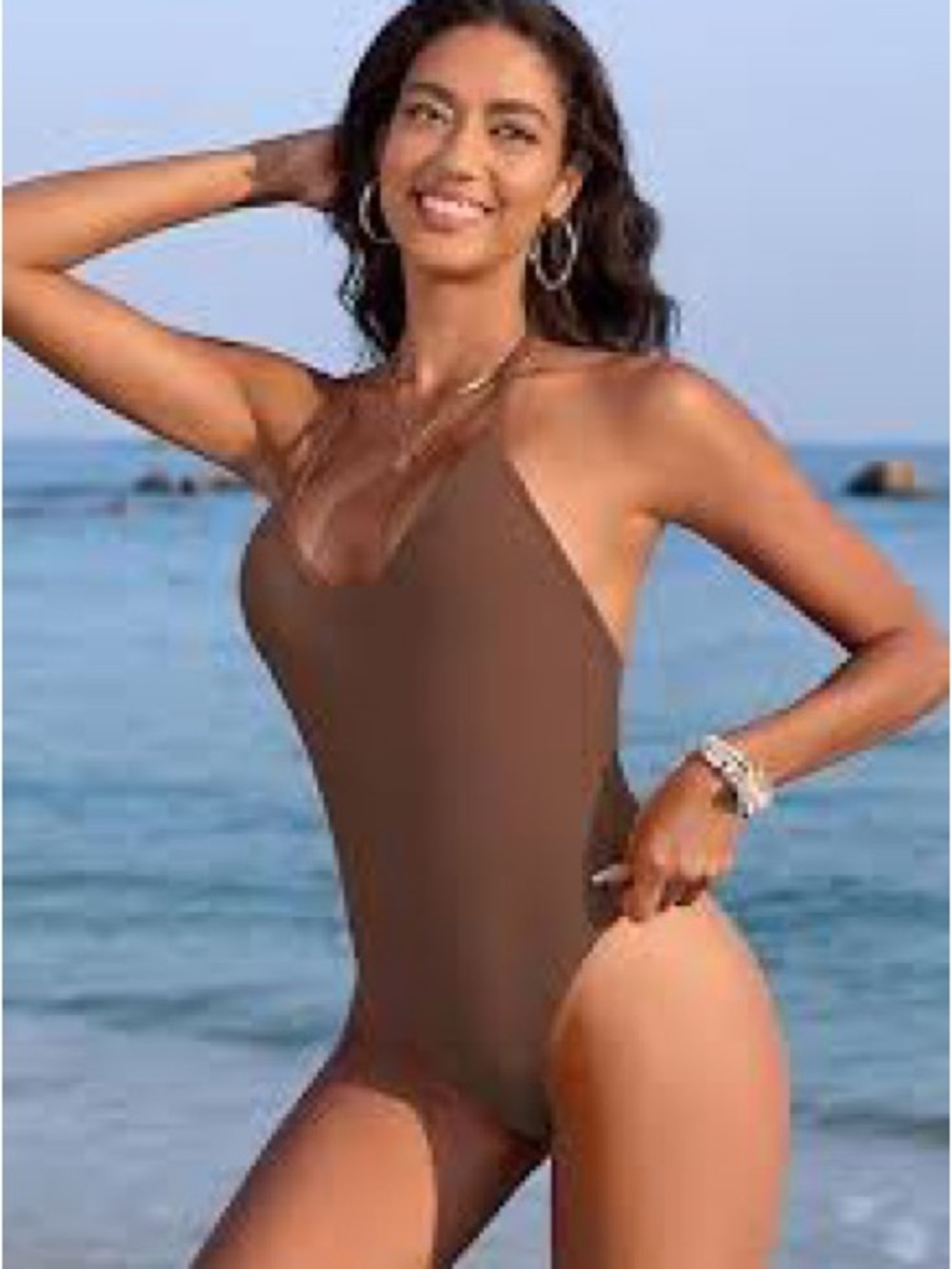 Zara Brown One-Piece Swimsuit